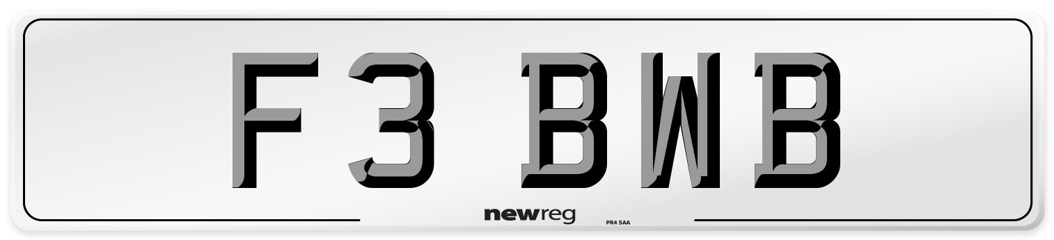 F3 BWB Number Plate from New Reg
